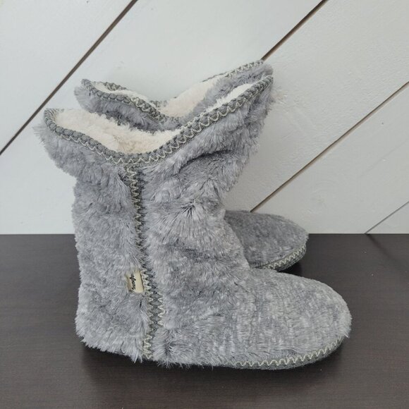 Dearfoams Women's Beth Foldover Boot Slipper, Grey Frost, Medium// 12CT - Picture 1 of 9